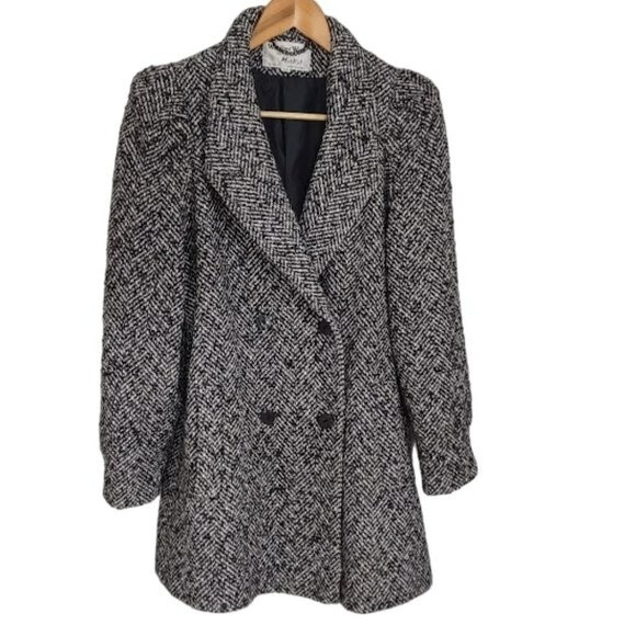 Vintage 80s Weather Wise by Micki Womens Wool Blend Speckled Pea Coat - Picture 1 of 13